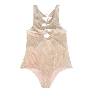 ACACIA Swimwear One Piece Snake Print/Solid Pink Petite (XS)
